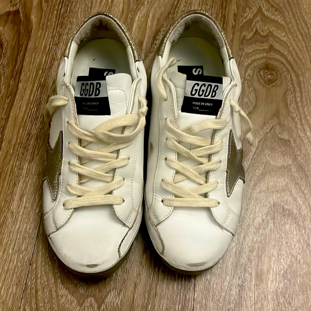 Golden Goose White Sneakers with Gold Star
